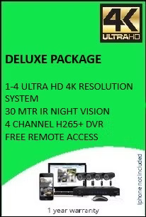 Deluxe CCTV camera package with 4K security system, night vision and remote access