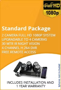 Standard CCTV camera package with HD security system and remote viewing access